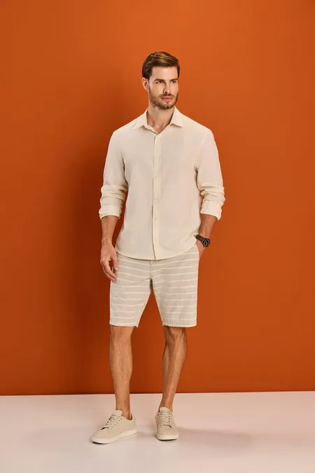 Bermuda Masculina Casual em Listras Puramania